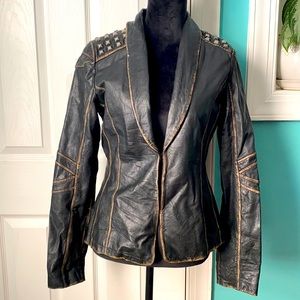 Affliction Distressed Leather Jacket